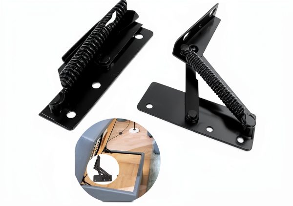QIAO 2-Pack 80 Degree Foldable Lift Bracket, Black Spring Hinge for-0